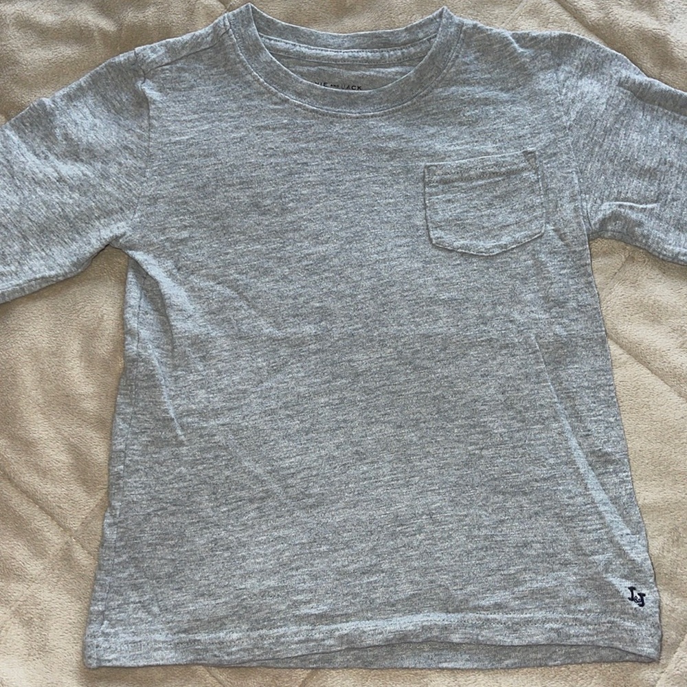 Janie and Jack Gray Cotton Long Sleeve Pocket Tee